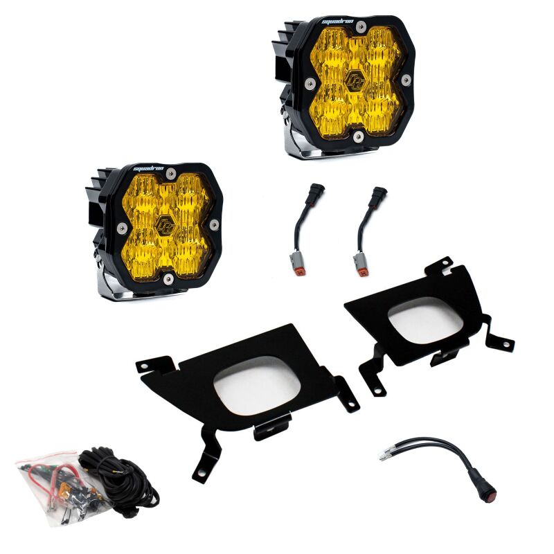 Chevrolet 3500 Fog Light Pocket Kit - Baja Designs - Squadron Sport 2.0 - Baja Amber - `20-`22